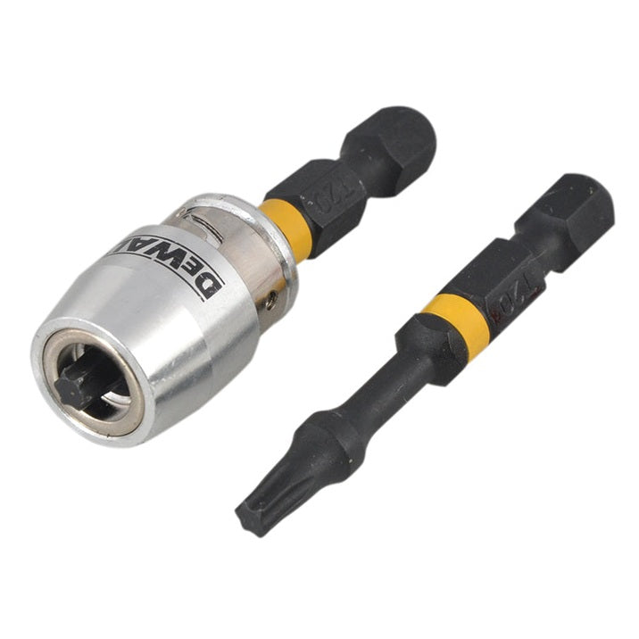 DEWALT Impact Torsion Bits TX0 x 50mm (x2) and Magnetic Screwlock Sleeve