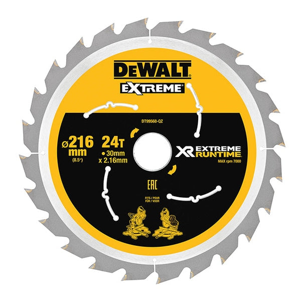 DEWALT XR FlexVolt Circular Saw Blade 216 x 30mm x 24T