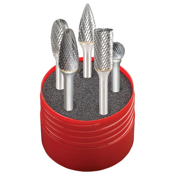 Dormer Solid Carbide Rotary Burr Cylindrical Set 5 Piece