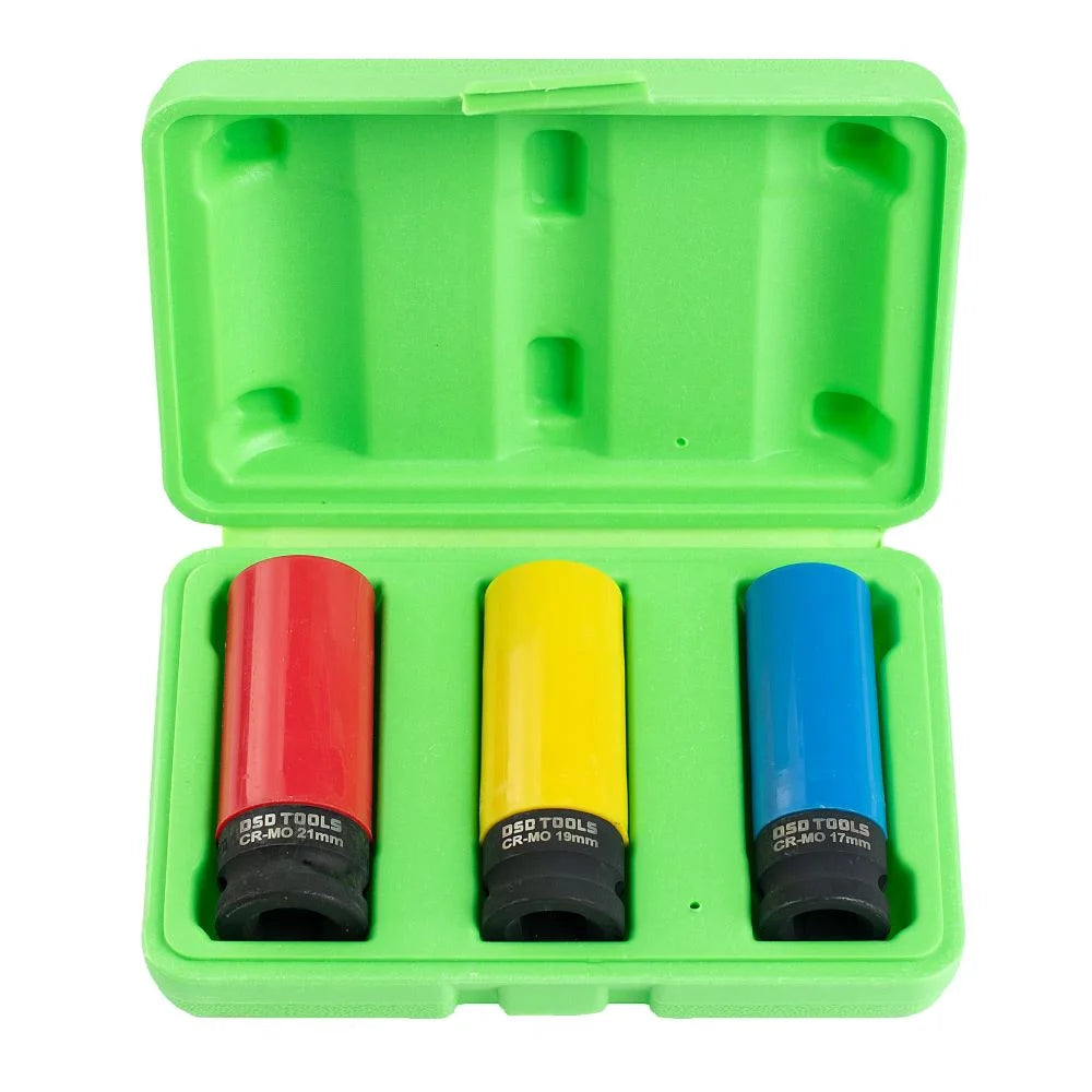 DSD TOOLS 3PC 1/2" DR DEEP IMPACT SOCKETS FOR ALLOY WHEELS