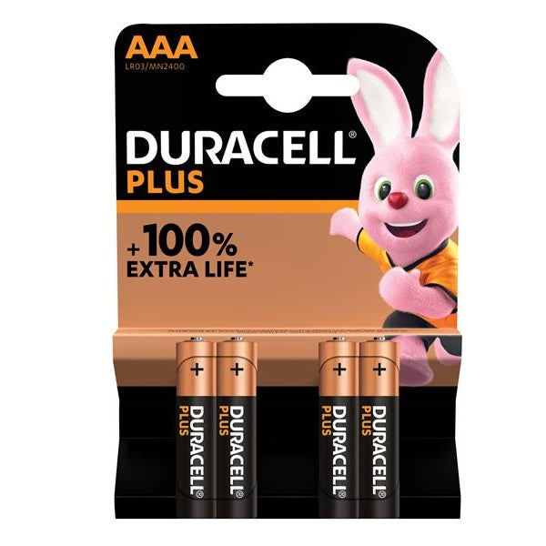 Duracell AAA Cell Plus Power +100% Batteries (Pack 4)
