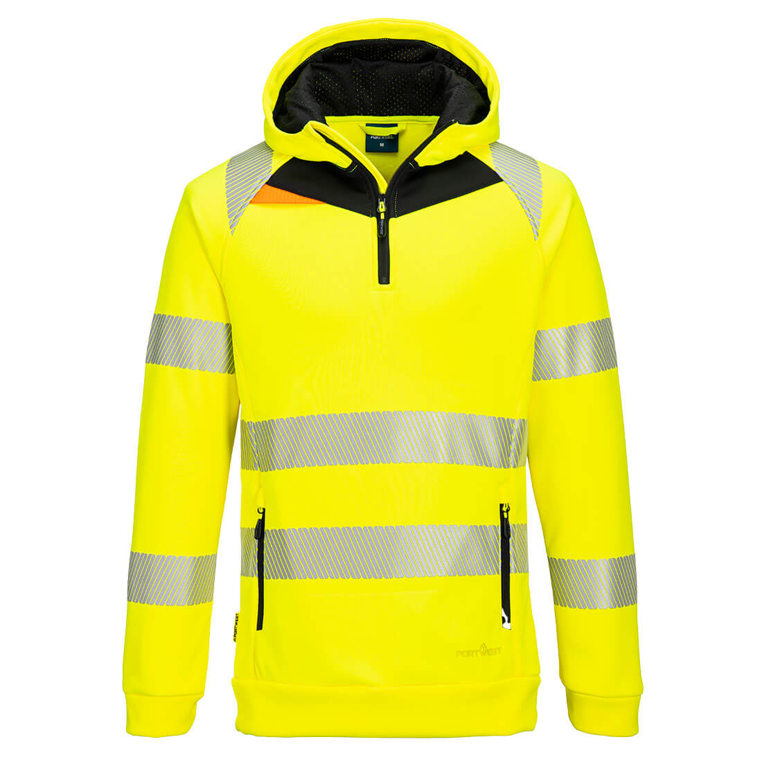 PORTWESTDX4 HI-VIS QUARTER ZIP HOODY YELLOW/BLACK