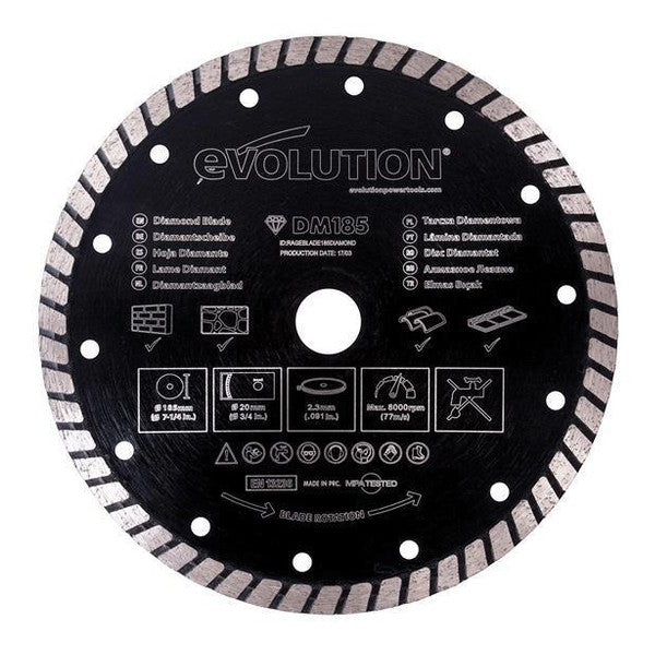 Evolution Diamond Blade, Segmented Rim 185 x 20mm