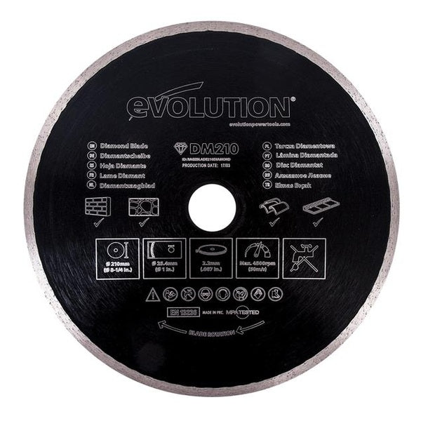 Evolution Diamond Blade, Continuous Rim 210 x 25.4mm