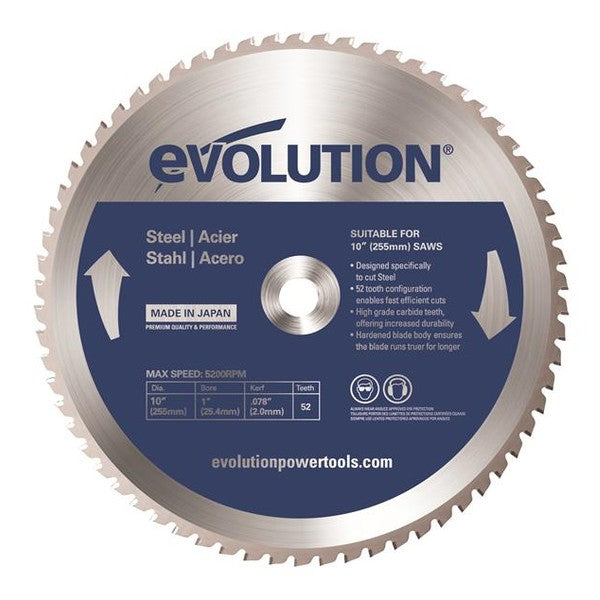 Evolution Mild Steel Cutting Mitre Saw Blade 255 x 25.4mm x 52T - Watson Hire