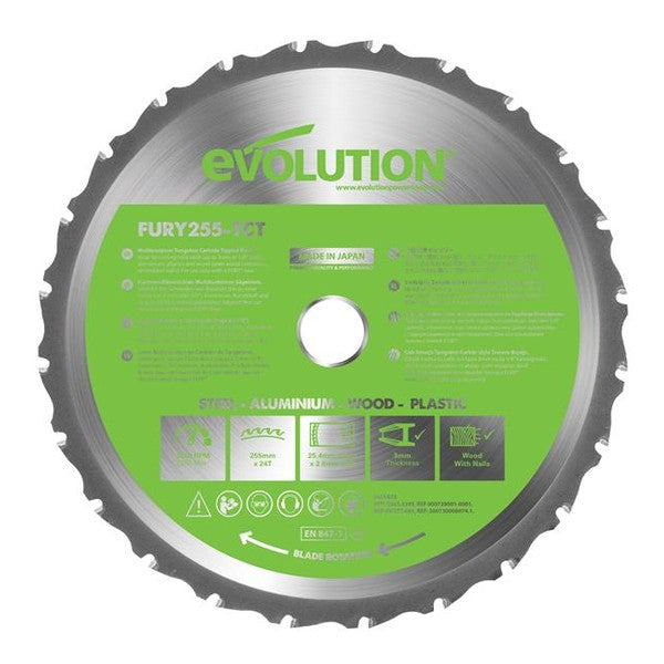 Evolution FURY® Multi-Purpose TCT Circular Saw Blade 255 x 25.4mm x 24T