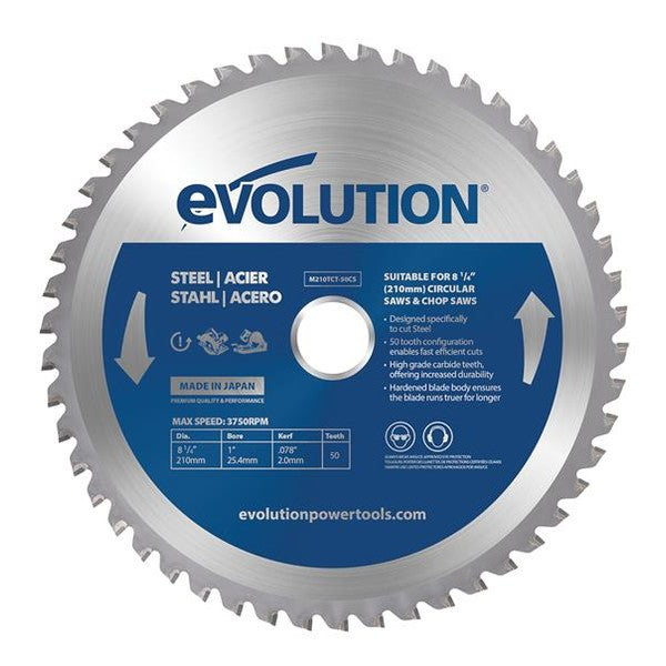 Evolution Mild Steel Cutting Circular Saw Blade 210 x 25.4mm x 50T