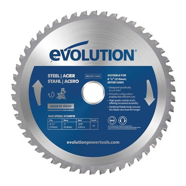 Evolution Mild Steel Cutting Mitre Saw Blade 210 x 25.4mm x 50T
