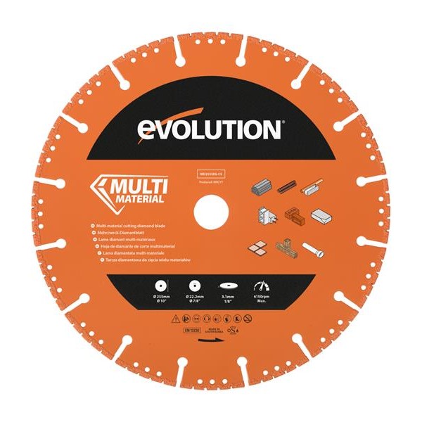 Evolution Multi-Material Diamond Demolition Disc Cutter Blade 255 x 22.2mm