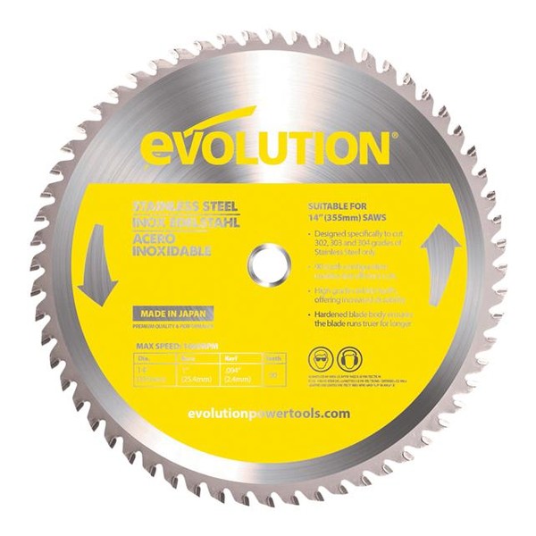 Evolution Stainless Steel Cutting Chop Saw Blade 355 x 25.4mm x 90T