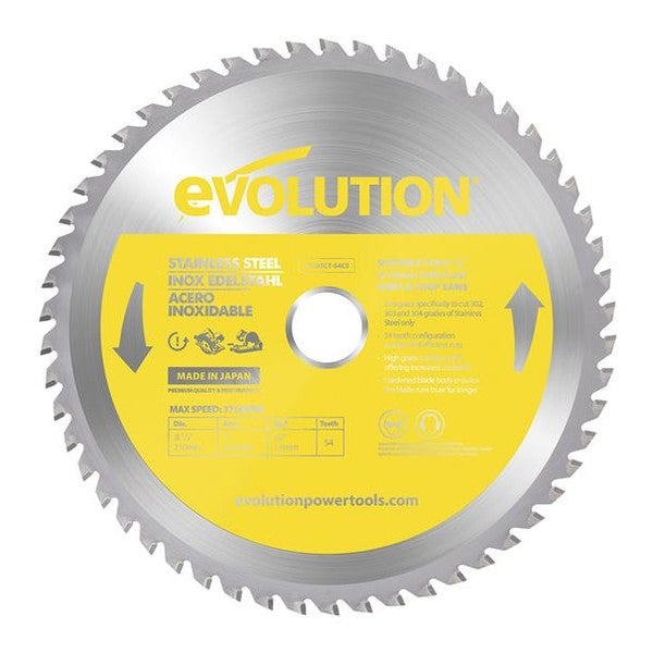 Evolution Stainless Steel Cutting Circular Saw Blade 210 x 25.4mm x 54T