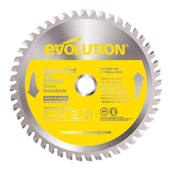 Evolution Stainless Steel Cutting Circular Saw Blade 180 x 20mm x 48T