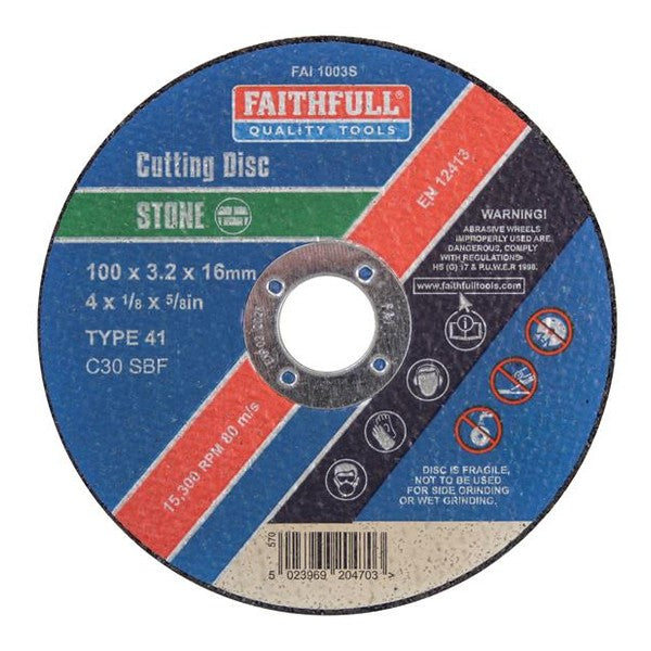 Faithfull Stone Cut Off Disc 100 x 3.2 x 16mm
