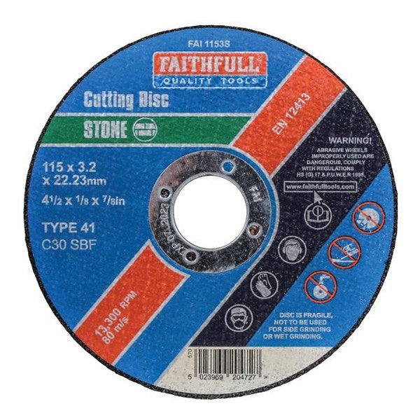 Faithfull Stone Cut Off Disc 115 x 3.2 x 22.23mm