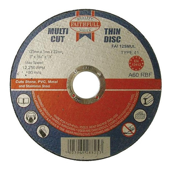 Faithfull Multi-Purpose Cutting Disc 125 x 1.0 x 22.23mm (Pack 10)