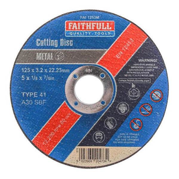 Faithfull Metal Cut Off Disc 125 x 3.2 x 22.23mm