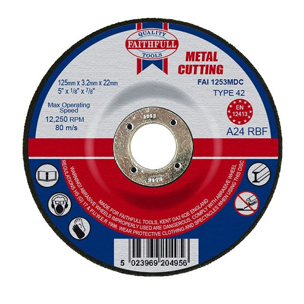 Faithfull Depressed Centre Metal Cutting Disc 125 x 3.2 x 22.23mm