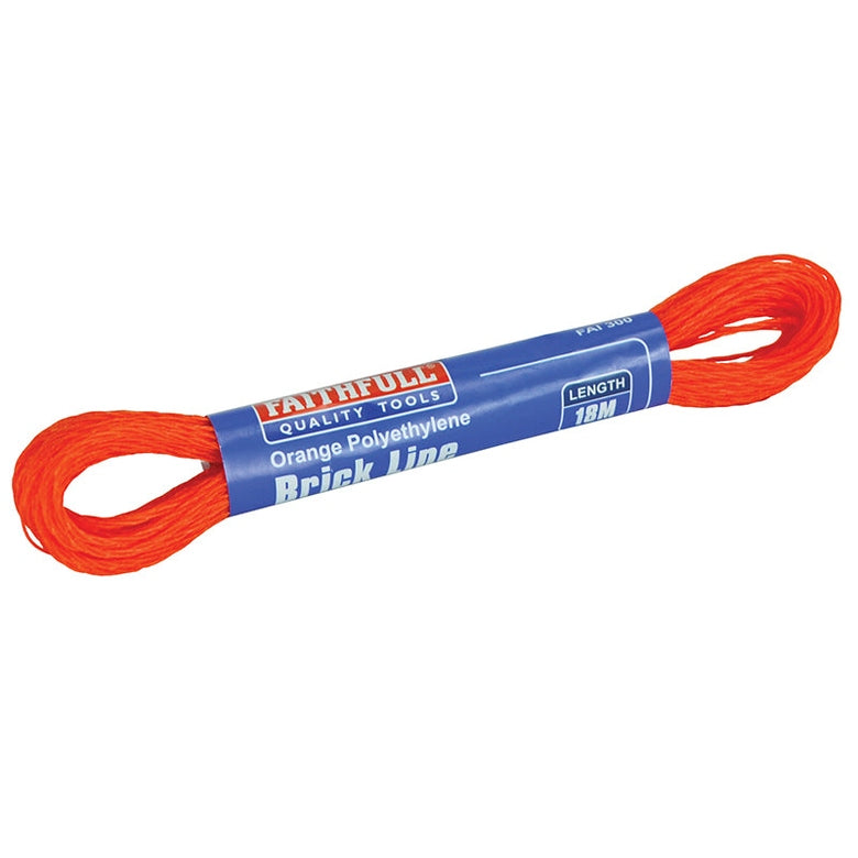 Faithfull 300 Polyethylene Brick Line 18m (59ft) Orange (Box 12) - Watson Hire