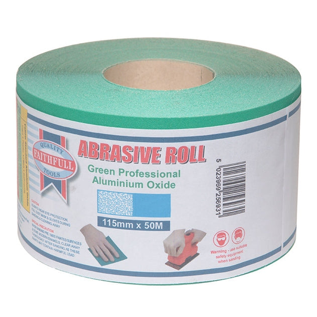 Faithfull Aluminium Oxide Sanding Paper Roll Green 115mm x 50m 40G