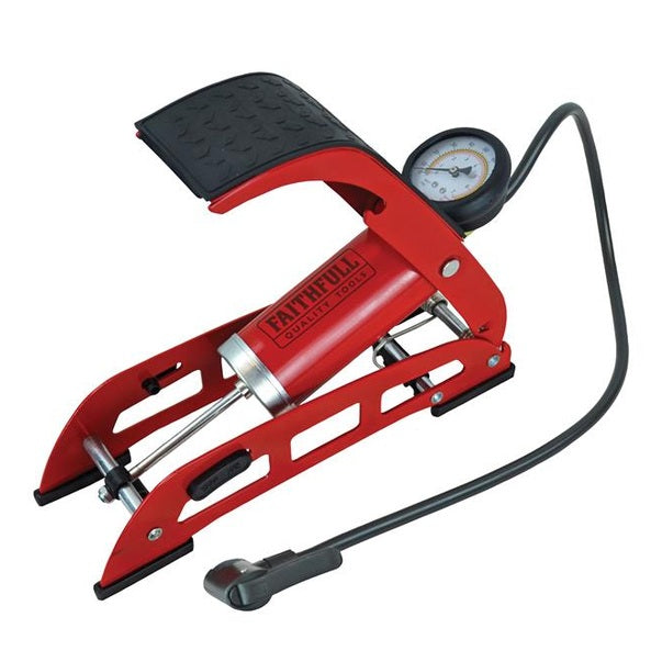 Faithfull Foot Pump Single Cylinder with Gauge