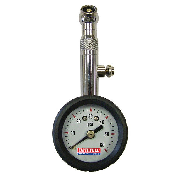 Faithfull Tyre Pressure Dial Gauge 60 psi