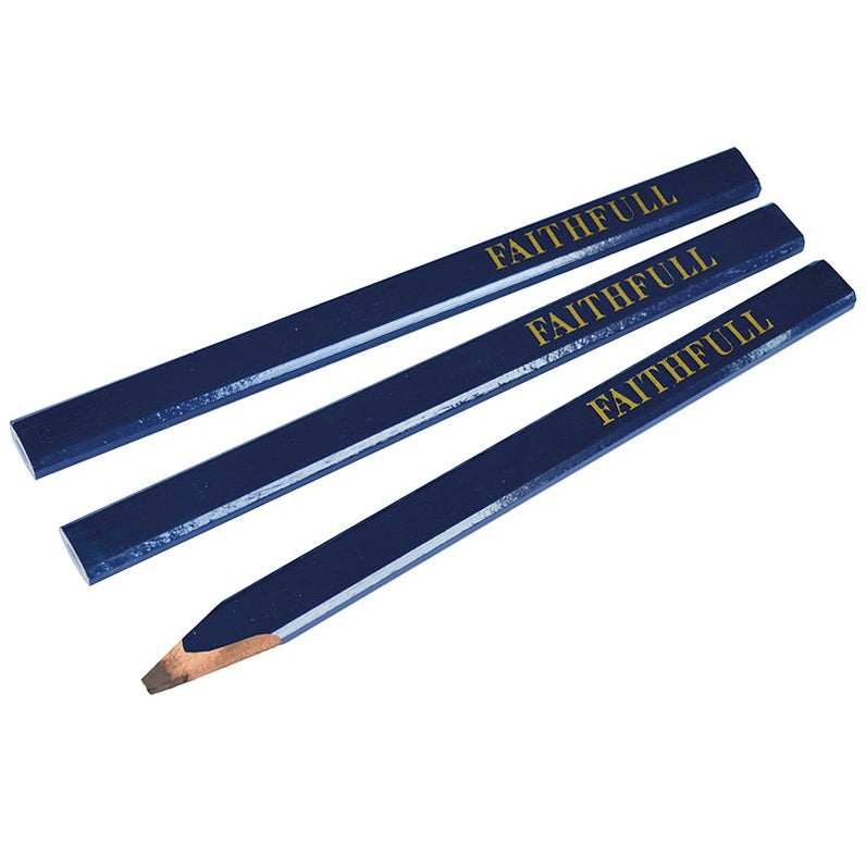 Faithfull Carpenter's Pencils - Blue / Soft (Pack 3) - Watson Hire
