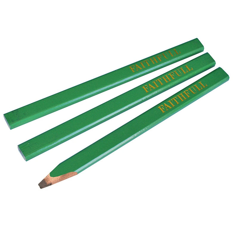 Faithfull Carpenter's Pencils - Green / Hard (Pack 3) - Watson Hire