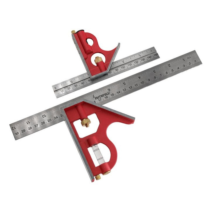 Faithfull Combination Square Twin Pack 150mm (6in) & 300mm (12in)