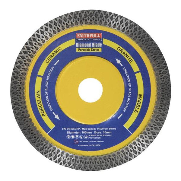 Faithfull Porcelain Diamond Blade 105 x 16mm - Watson Hire