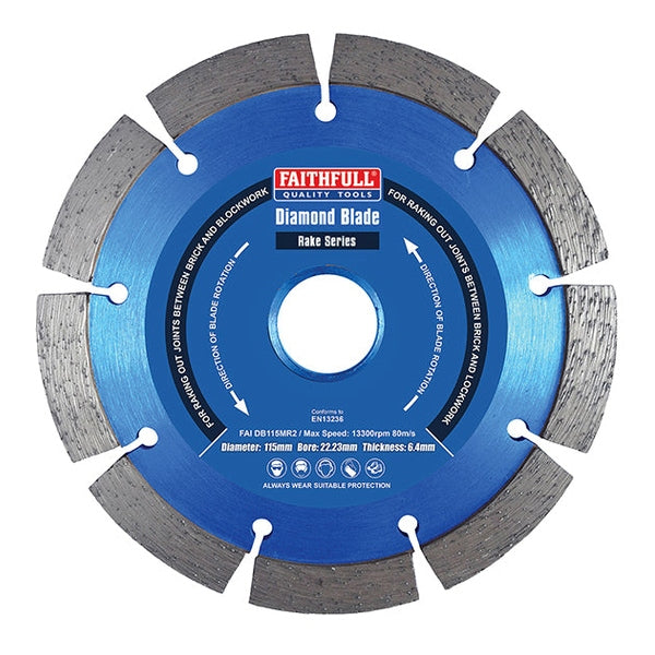 Faithfull Mortar Raking Diamond Blade 115 x 22mm