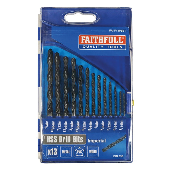 Faithfull HSS Drill Bit Set of 13 1/16-1/4 x 1/64