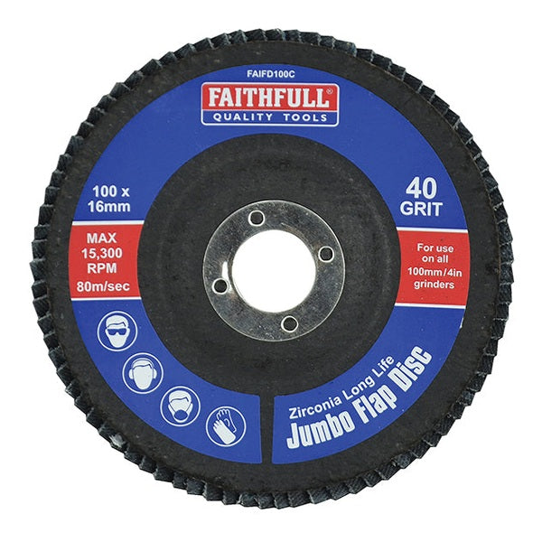 Faithfull Abrasive Jumbo Flap Disc 100mm Coarse