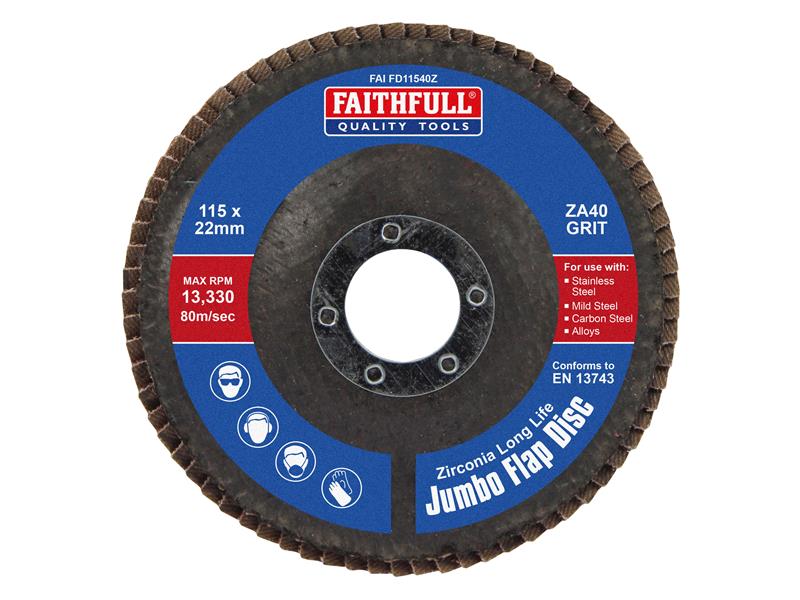 Faithfull Flap Disc Zirconia A40 115mm Jumbo