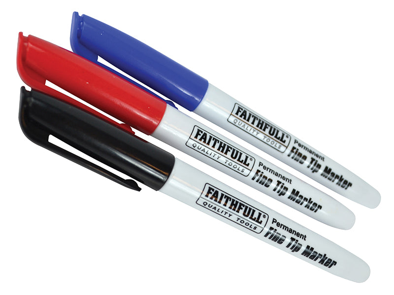 Faithfull Fibre Tip Marker Pen Mixed (Pack 3) - Watson Hire