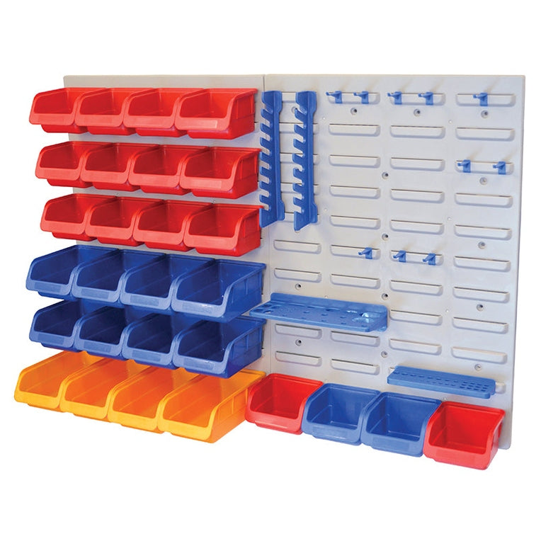 Faithfull Storage Bin Set with Wall Panels 43 Piece - Watson Hire