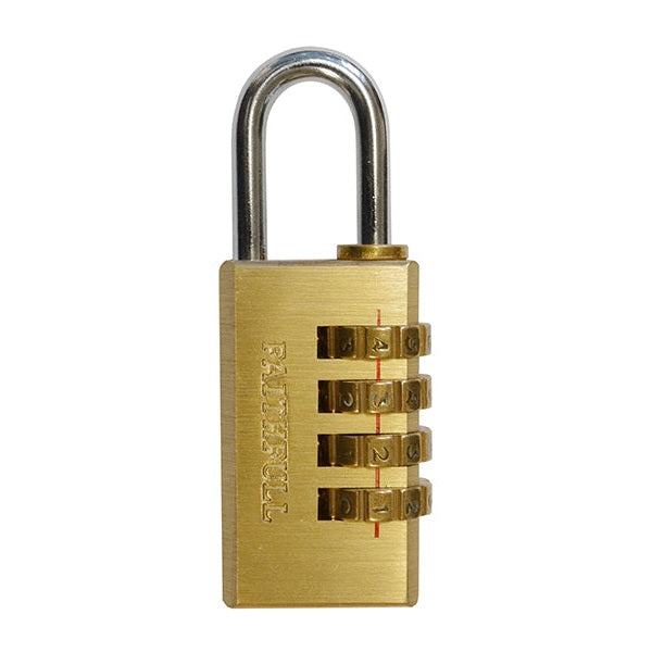 Faithfull Brass Combination Padlock 20mm