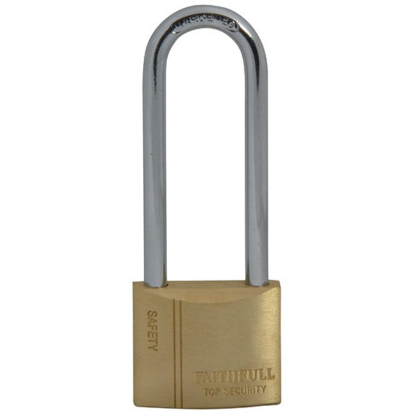 Faithfull Brass Padlock 40mm Long Shackle 3 Keys