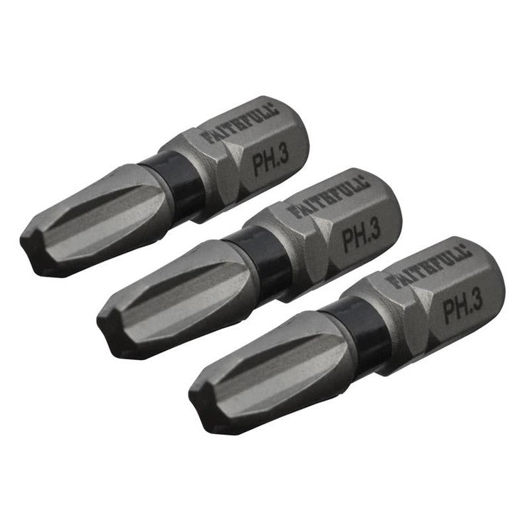 Faithfull Phillips Impact Screwdriver Bits PH3 x 25mm (Pack 3) - Watson Hire
