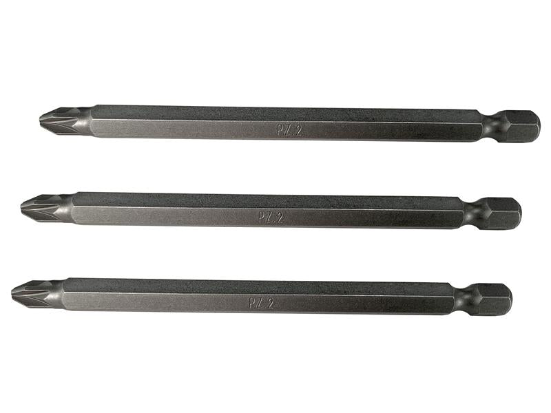 Faithfull Pozidriv S2 Power Screwdriver Bits PZ2 x 100mm (Pack 3)