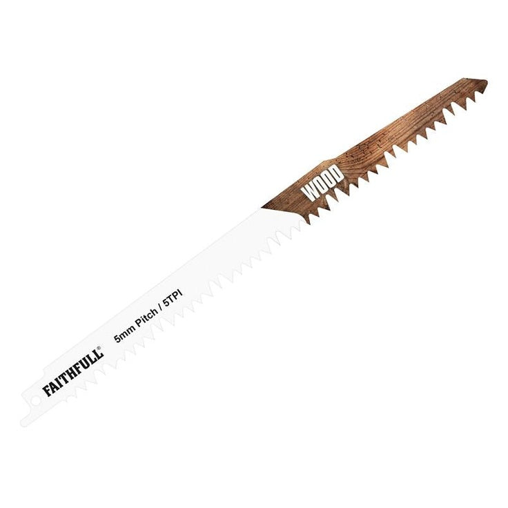 Faithfull S1531L Sabre Saw Blade Wood 240mm 5 TPI (Pack of 5)