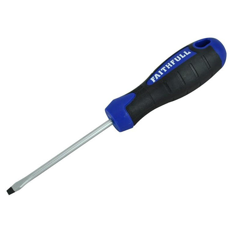 Faithfull Soft Grip Screwdriver Flared Slotted Tip 4.0 x 75mm
