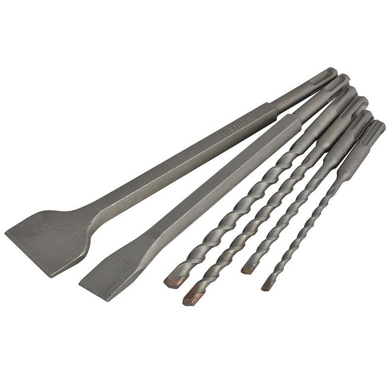 Faithfull SDS Plus Chisel & Drill Bit Set, 6 Piece