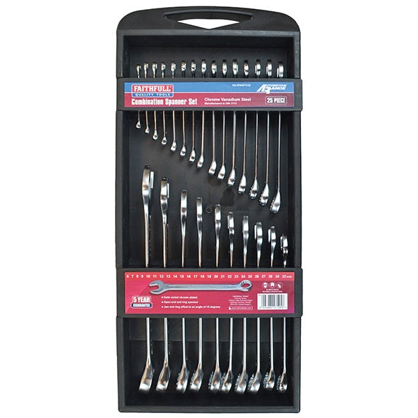 Faithfull Chrome Vanadium Comb Spanner Set, 25 Piece