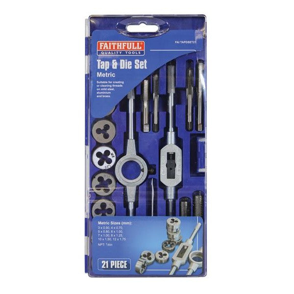 Faithfull Metric Tap & Die Set of 21 Carbon Steel