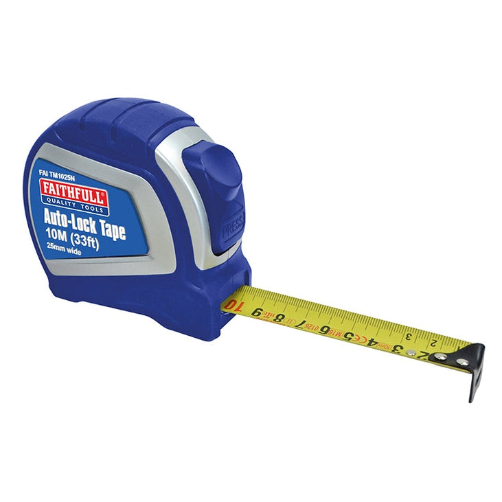 Faithfull Auto-Lock Tape 10m/33ft (Width 25mm)