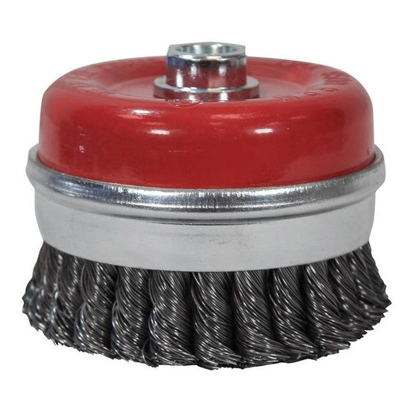 Faithfull Wire Cup Brush Twist Knot 100mm M14x2, 0.50mm Steel Wire