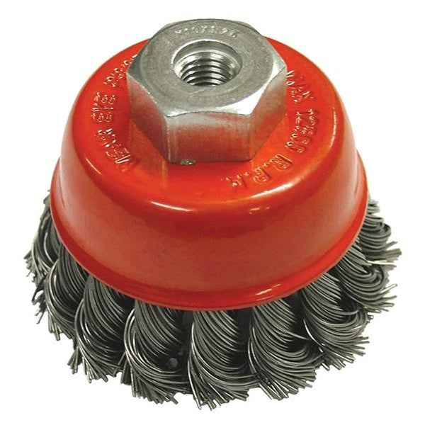 Faithfull Wire Cup Brush Twist Knot 65mm M10x1.25, 0.50mm Steel Wire