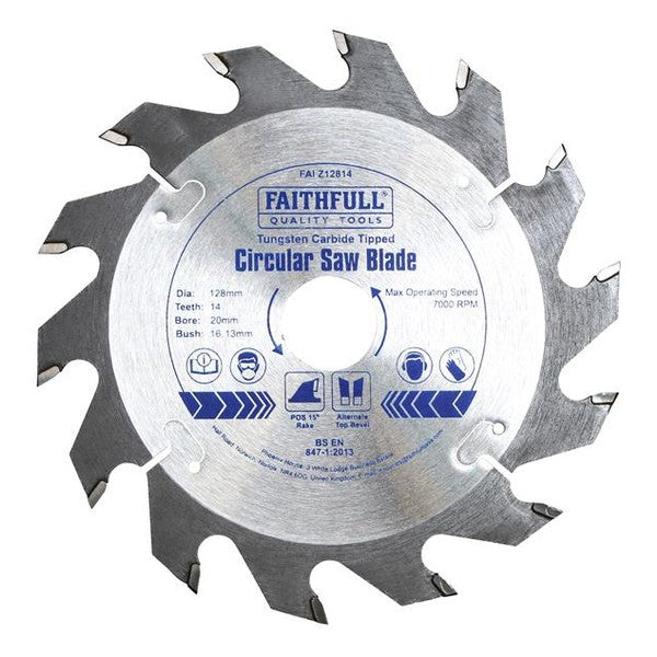 Faithfull TCT Circular Saw Blade 128 x 20mm x 14T POS