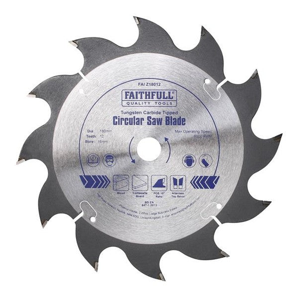 Faithfull TCT Circular Saw Blade 180 x 16mm x 12T POS