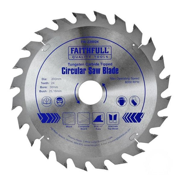 Faithfull TCT Circular Saw Blade 200 x 30mm x 24T POS